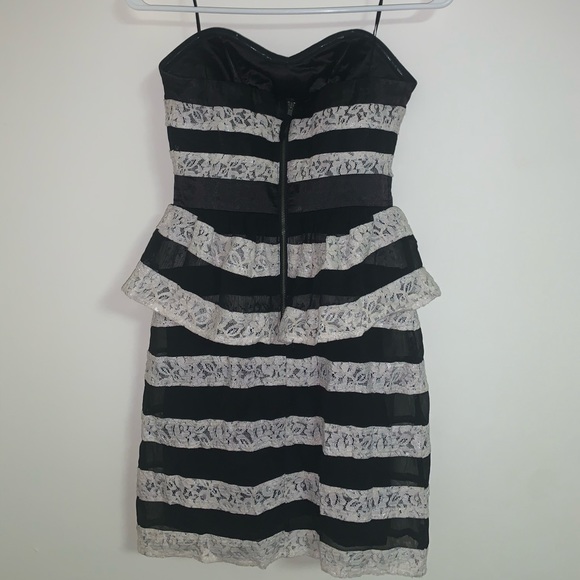 Strapless Black & White Mini Dress by Guess - Picture 4 of 4
